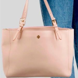 Tory Burch Emerson Buckle Bag Saffiano Leather Light Pink Flawed